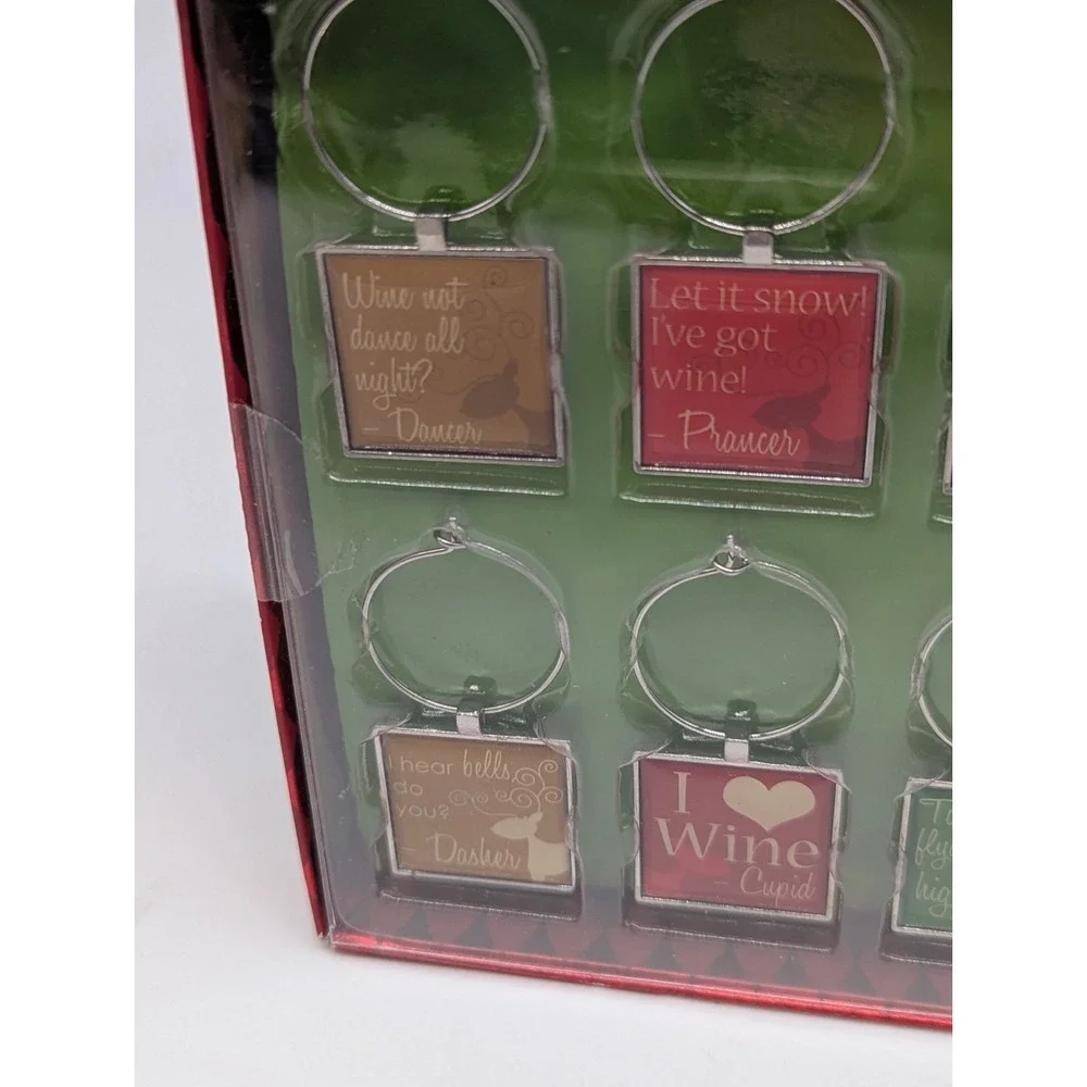 Pier‎ 1 Imports Santas Reindeer 8 Christmas Holiday Wine Glass Drink Charms New